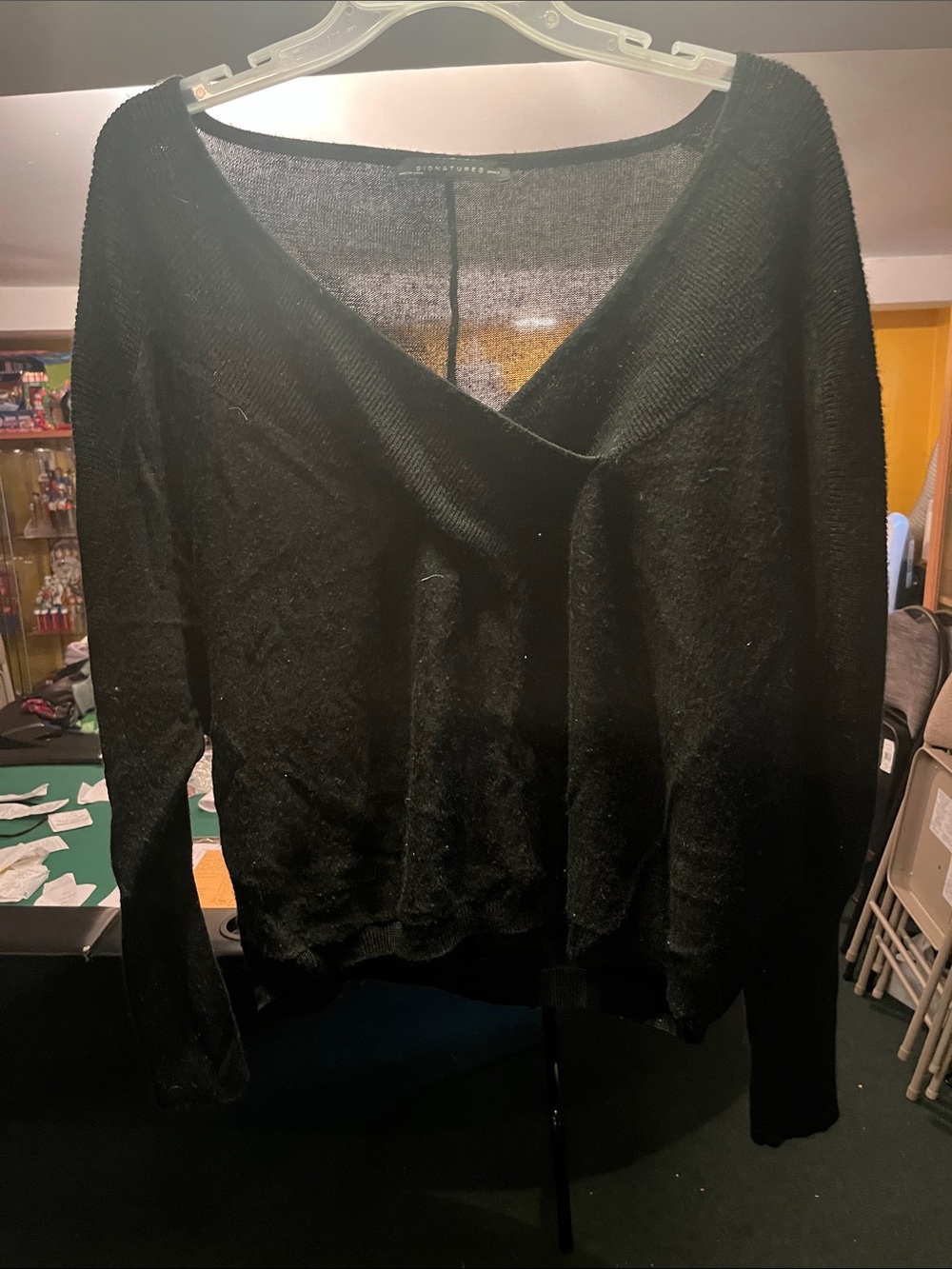 Signature Black V-Neck Lightweight Knit Sweater